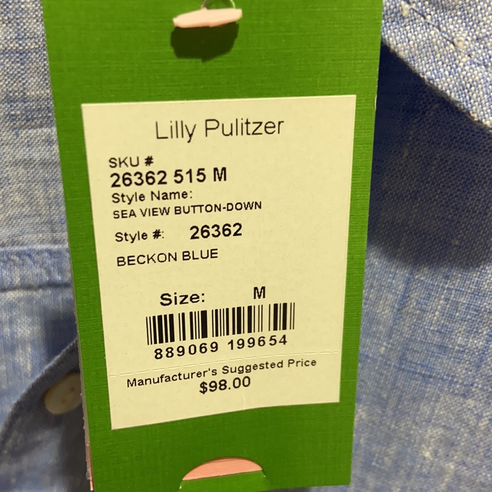 Lilly Pulitzer Light Blue Button-Up Linen Blouse - Picture 2 of 4